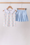 Blue Hydrangea Bow Skorts Set Aaria Tees