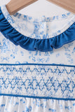 Blue Castle Smocked Ruffle Bubble - Aaria Tees Aaria Tees
