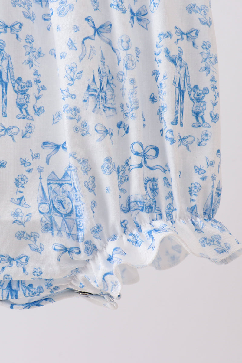 Blue Castle Smocked Ruffle Bubble - Aaria Tees Aaria Tees