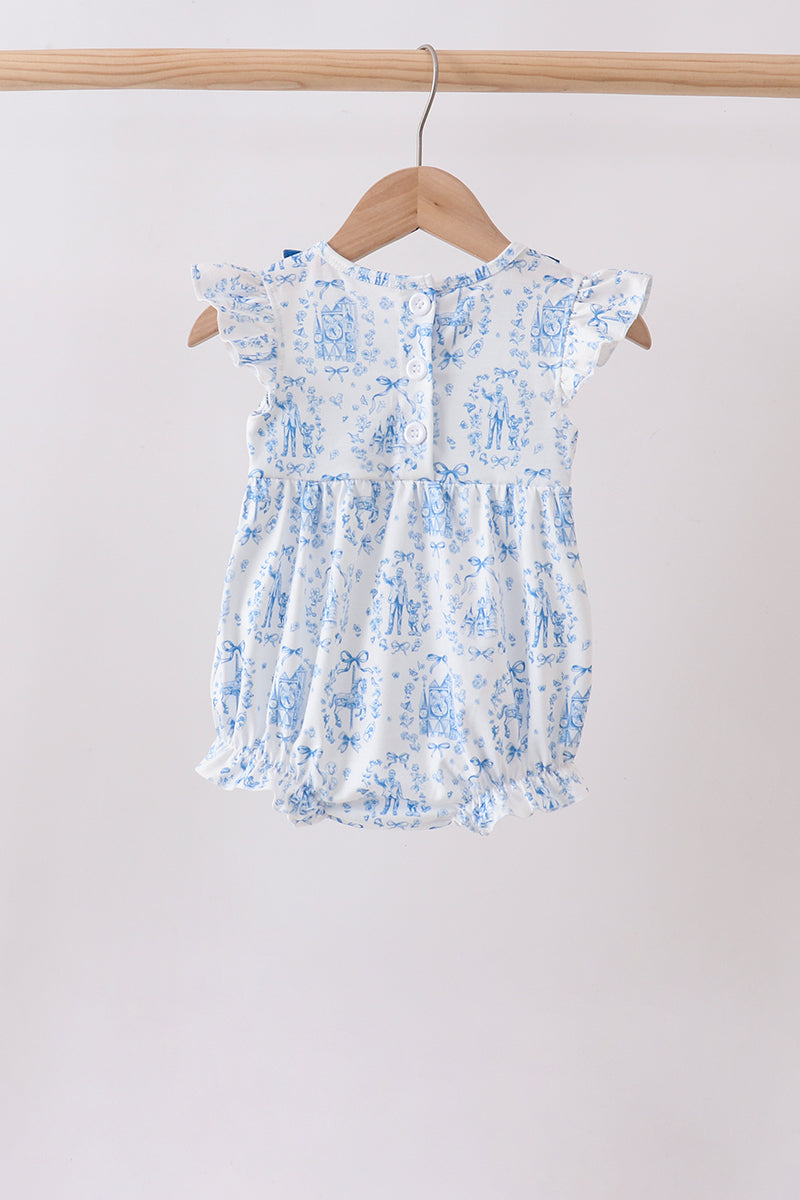 Blue Castle Smocked Ruffle Bubble - Aaria Tees Aaria Tees