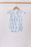 Blue Castle Smocked Ruffle Bubble - Aaria Tees Aaria Tees