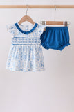 Blue Castle Smocked Ruffle Bloomer Set - Aaria Tees Aaria Tees