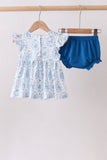 Blue Castle Smocked Ruffle Bloomer Set - Aaria Tees Aaria Tees