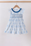 Blue Castle Smocked Ruffle Dress - Aaria Tees Aaria Tees