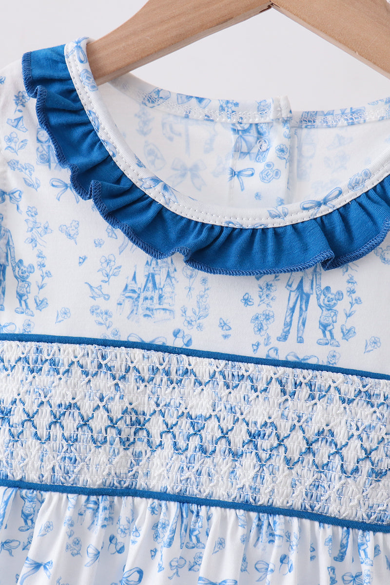Blue Castle Smocked Ruffle Dress - Aaria Tees Aaria Tees