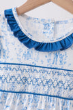 Blue Castle Smocked Ruffle Dress - Aaria Tees Aaria Tees