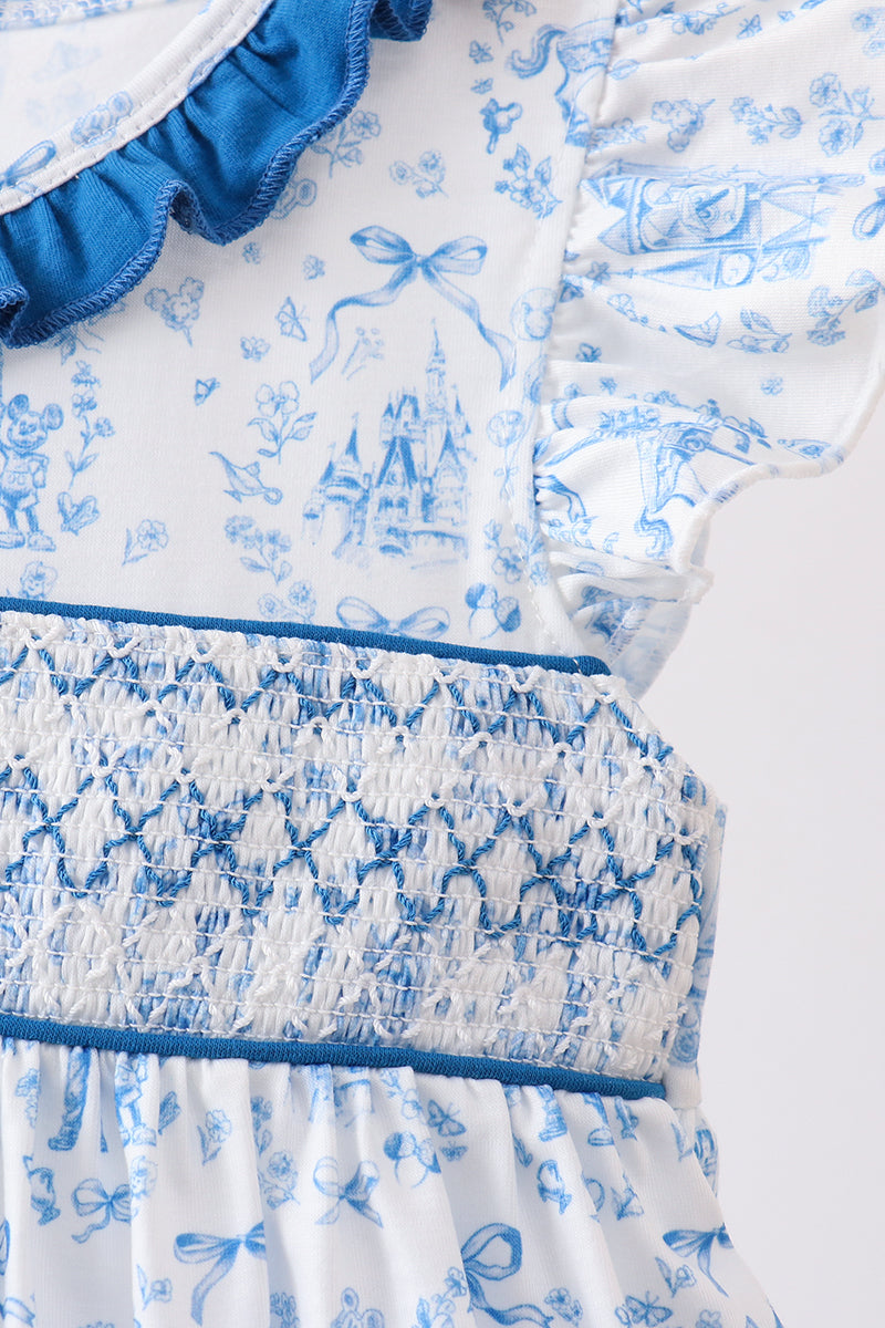 Blue Castle Smocked Ruffle Dress - Aaria Tees Aaria Tees