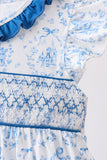 Blue Castle Smocked Ruffle Dress - Aaria Tees Aaria Tees