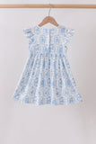 Blue Castle Smocked Ruffle Dress - Aaria Tees Aaria Tees
