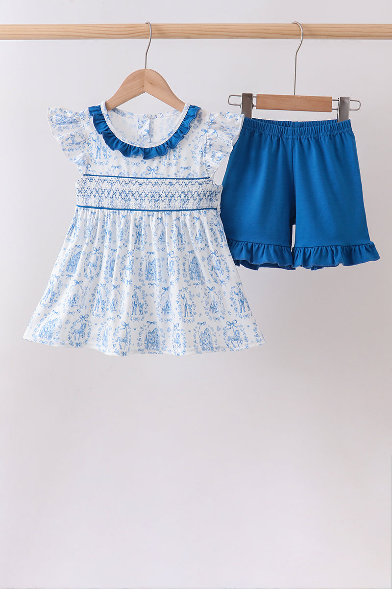 Blue Castle Smocked Ruffle Set - Aaria Tees Aaria Tees