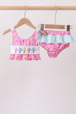 Hot Pink Umbrella Embroidered UPF Swim Set Aaria Tees