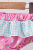 Hot Pink Umbrella Embroidered UPF Swim Set Aaria Tees