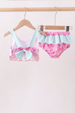 Hot Pink Umbrella Embroidered UPF Swim Set Aaria Tees