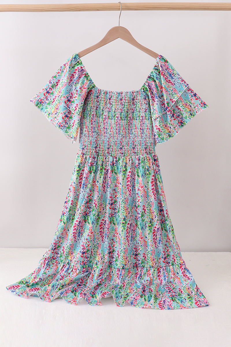 Mint Lilly Smocked Women Dress - Aaria Tees Aaria Tees