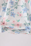 Blue Floral Smocked Ruffle Bubble Aaria Tees