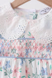 Blue Floral Smocked Ruffle Bloomer Set Aaria Tees