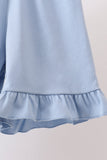 Blue Floral Smocked Ruffle Set Aaria Tees