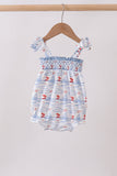 Blue Sailboat Smocked Bubble Aaria Tees