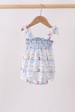 Blue Sailboat Smocked Bubble Aaria Tees