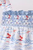 Blue Sailboat Smocked Bloomer Set Aaria Tees