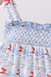Blue Sailboat Smocked Set Aaria Tees