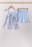 Blue Floral Bow Set Aaria Tees