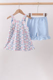Blue Floral Bow Set Aaria Tees