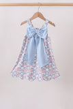 Blue Floral Bow Dress Aaria Tees