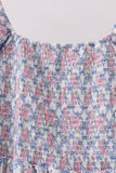 Blue Floral Smocked Women Dress Aaria Tees