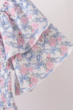 Blue Floral Smocked Women Dress Aaria Tees