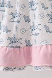 Pink Cowboy Ruffle Dress Aaria Tees