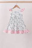 Pink Cowboy Ruffle Dress Aaria Tees