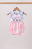 Pink Cow Plaid Embroidered Bubble Aaria Tees