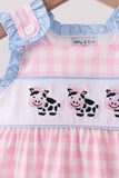 Pink Cow Plaid Embroidered Bubble Aaria Tees