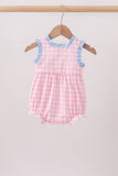 Pink Cow Plaid Embroidered Bubble Aaria Tees