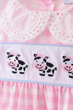 Pink Cow Plaid Embroidered Bloomer Set Aaria Tees