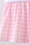 Pink Cow Plaid Embroidered Bloomer Set Aaria Tees