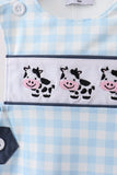 Blue Cow Plaid Embroidered Jon Jon Aaria Tees