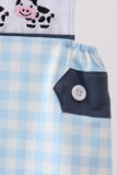 Blue Cow Plaid Embroidered Jon Jon Aaria Tees