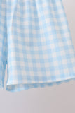 Blue Cow Plaid Embroidered Set Aaria Tees