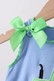 Blue Tractor Applique Seersucker Bloomer Set Aaria Tees