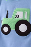 Blue Tractor Applique Seersucker Bloomer Set Aaria Tees