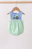 Blue Tractor Applique Seersucker Bubble Aaria Tees