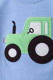 Blue Tractor Applique Seersucker Set Aaria Tees