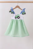 Blue Tractor Applique Seersucker Dress Aaria Tees