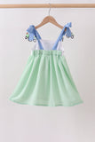 Blue Tractor Applique Seersucker Dress Aaria Tees