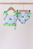 Blue Tractor Stripe UPF Swim Set Aaria Tees