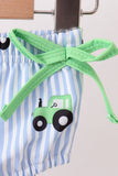 Blue Tractor Stripe UPF Swim Set Aaria Tees