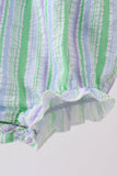 Green Stripe Smocked Bow Seersucker Bubble Aaria Tees