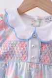 Blue Hydrangea Smocked Pearl Bubble Aaria Tees